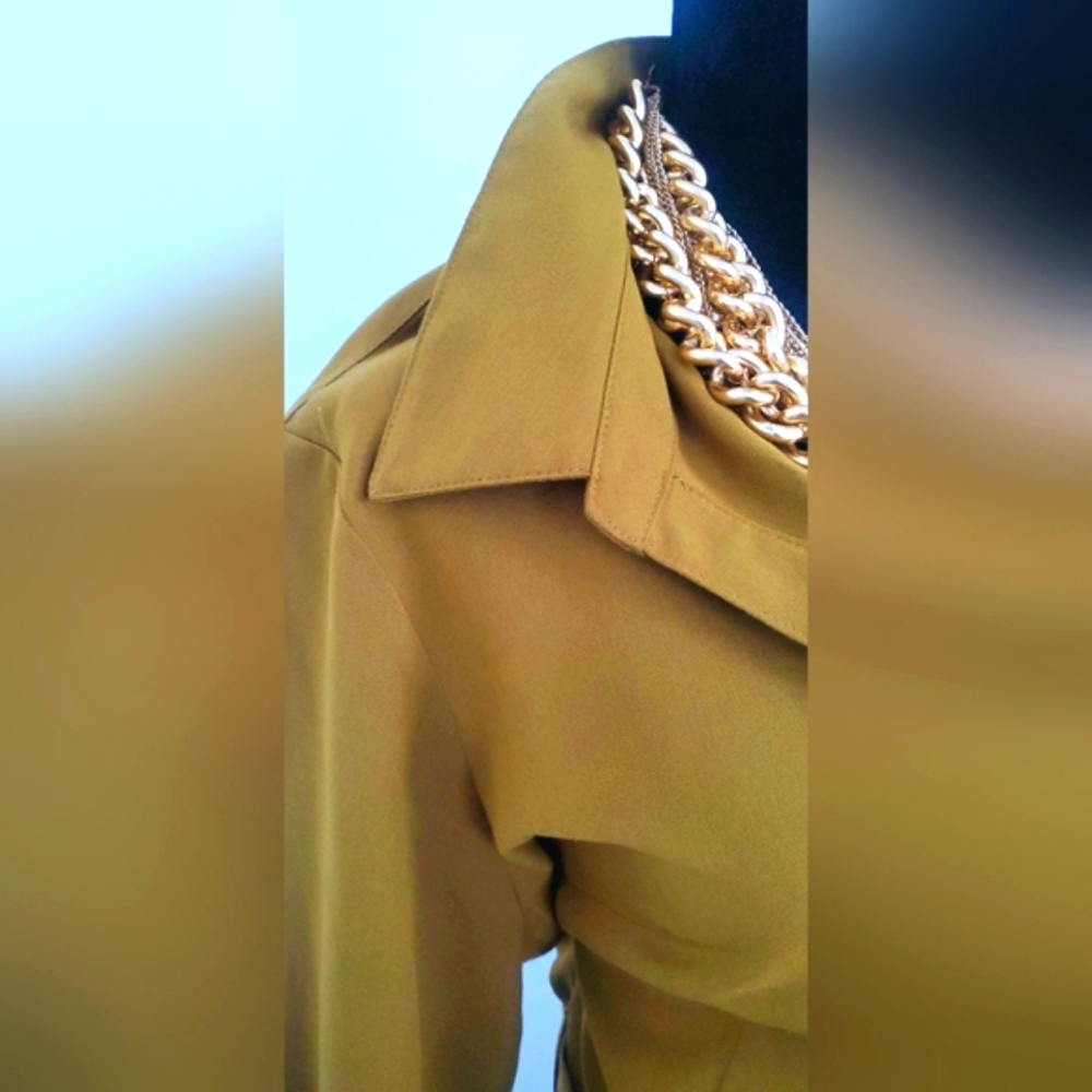 Sharagano Olive Long Sleeve Dress - Picture 4 of 13